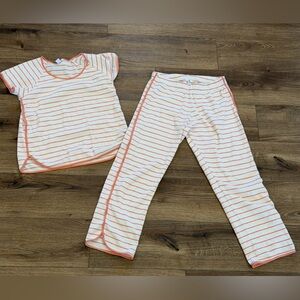 LAKE WOMENS PJ SET Like New Condition Women’s SMALL Pima Cotton coral white
